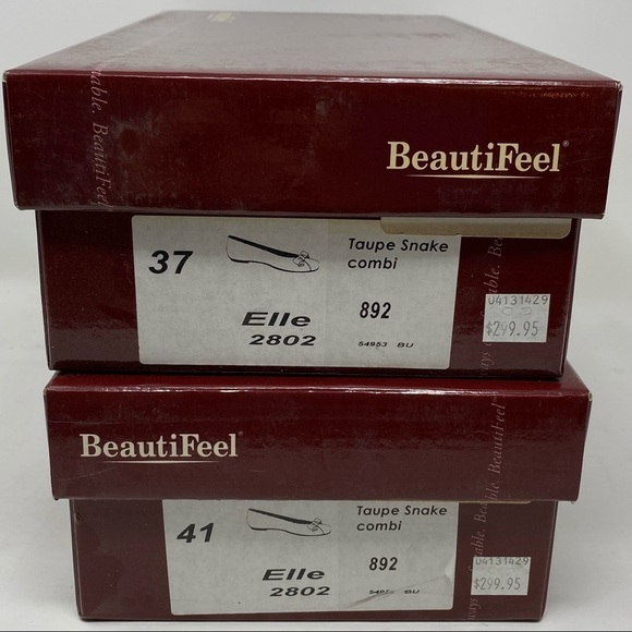 Beautifeel Elle Taupe Snake Combi leather cap toe flats - Picture 8 of 9